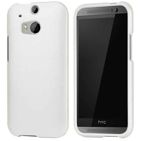 WHITE RUBBERIZED HARD CASE PROTEX COVER FOR HTC ONE M8 PHONE