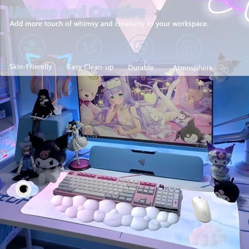 Cloud Mouse Pad With Wrist Rest, Cloud Keyboard Wrist Rest For