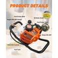 thumbnail image 4 of 63CC Gas Powered Post Hole Digger, 2-Stroke Earth Auger Drill with 6" & 10" Drill Bits + 3 Extension Bars, Heavy Duty Petrol Auger for Fence Post Digging, Tree Planting, Garden Lawn Hole Borer, 4 of 9