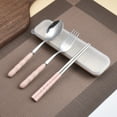 thumbnail image 2 of FNGZ Tableware Steel Fork 3-in-1 Stainless Steel Fork Spoon Chopsticks Set Travel Set with Plastic Case Pink, 2 of 4