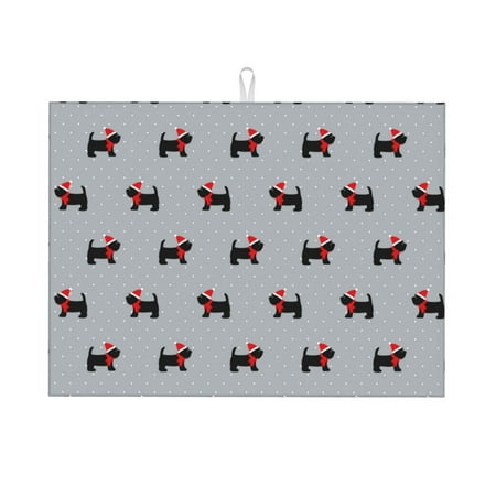 

Cauagu Dish Drying Mat 24*18 inch Absorbent Dish Drainer Kitchen Counter Dish Drying Pad for Countertops Sinks Draining Racks( Polka Dot Christmas Dog)