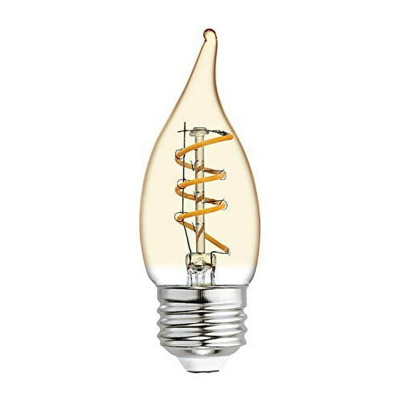 GE Lighting 36494 Amber Glass Light Bulb Dimmable LED Vintage Style Decorative 3 (25-Watt Replacement), 125-Lumen Medium Base Bent Tip, 1-Pack, Warm Candle