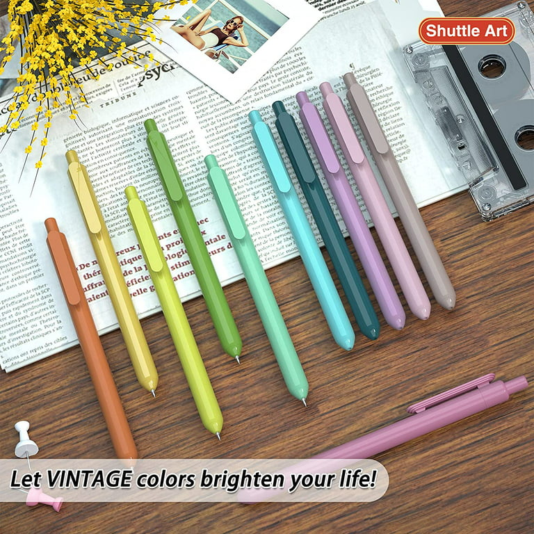 Shuttle Art Colored Retractable Gel Pens, 8 Pastel Ink Colors, Cute Pens  0.5mm Fine Point Quick Drying for Writing Drawing Journaling Note Taking