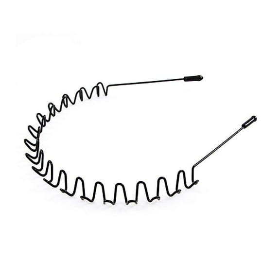 Unisex Metal Hair Band, Black Sports Headband for Men and Women, Non-Slip Spring Wave Hair Hoop, Fashion Headwear for Sports, Daily Wear, 2 Pcs