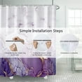 thumbnail image 3 of Marble Bathroom Shower Curtain Purple Gold Fabric Shower Curtains with Hooks Watercolor Abstract Shower Curtain Liner 72x72 inches, 3 of 6