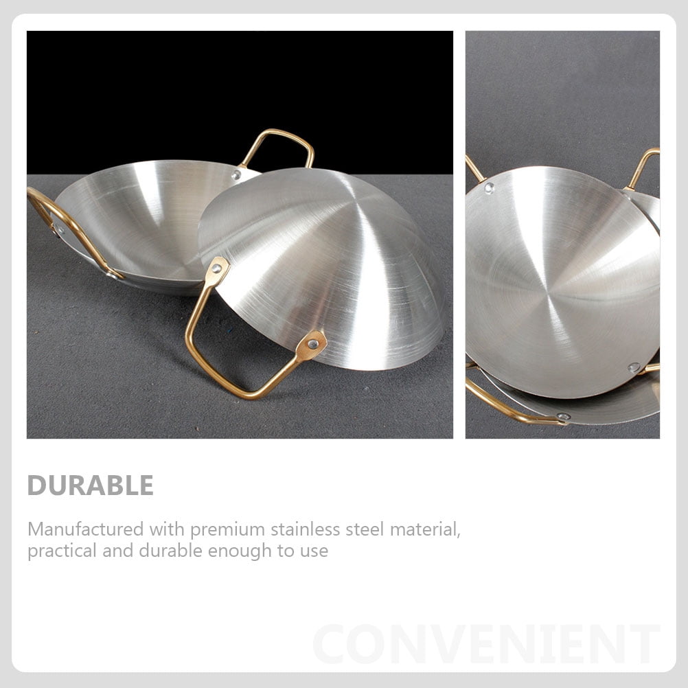 BESTYASH Stainless Steel Hot Pot and Wok Set, Round Easy-to-Clean Kitchen Cookware, Cooking Pan for Home