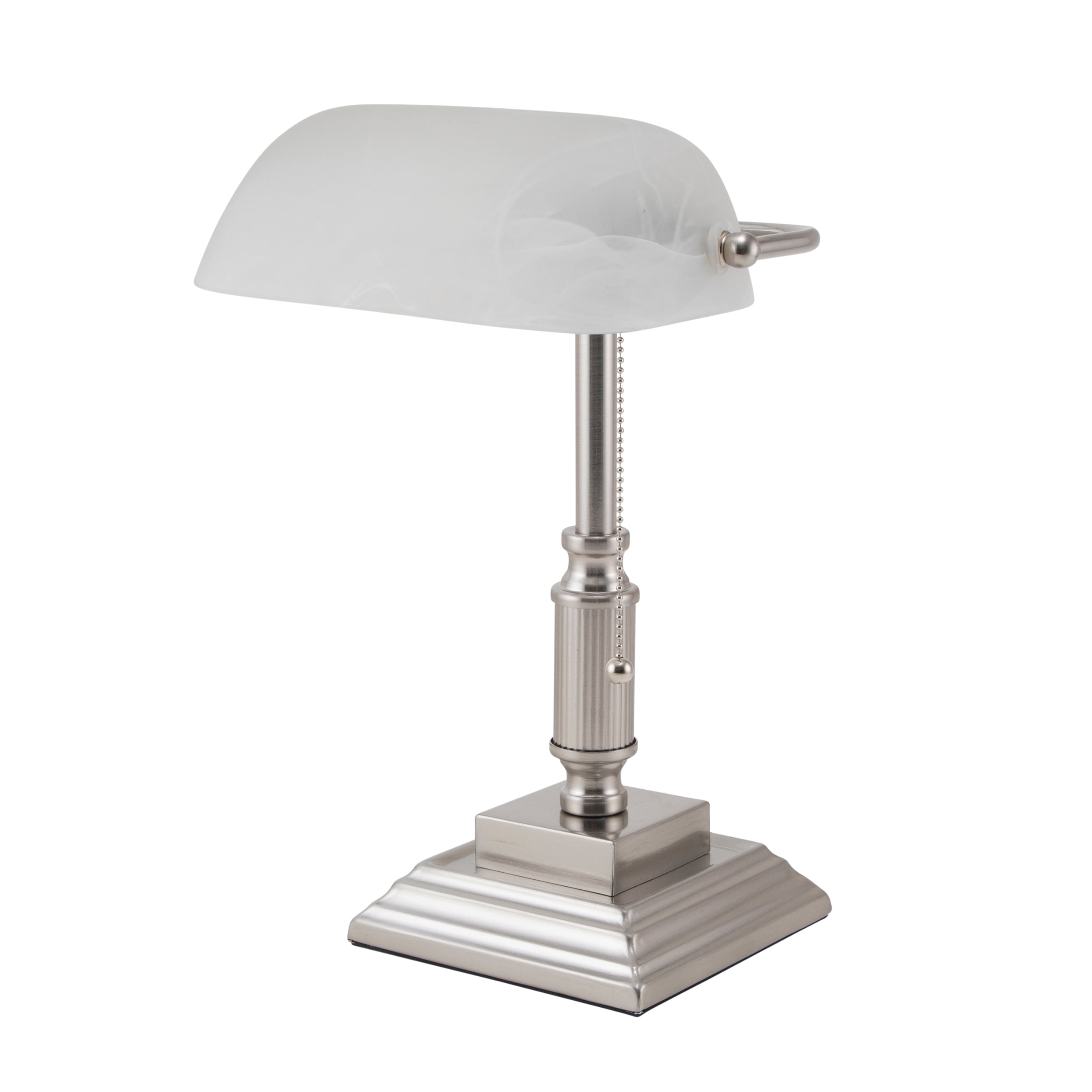 V-Light 14.8 inch Brushed Nickel LED Bankers Lamp with Frosted Shade
