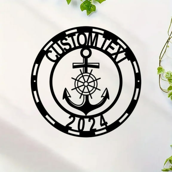 Customizable Anchor Wall Art - Personalized Metal Sign with Name, Farmhouse Decor for Living Room, Office, Porch, Patio - Unique