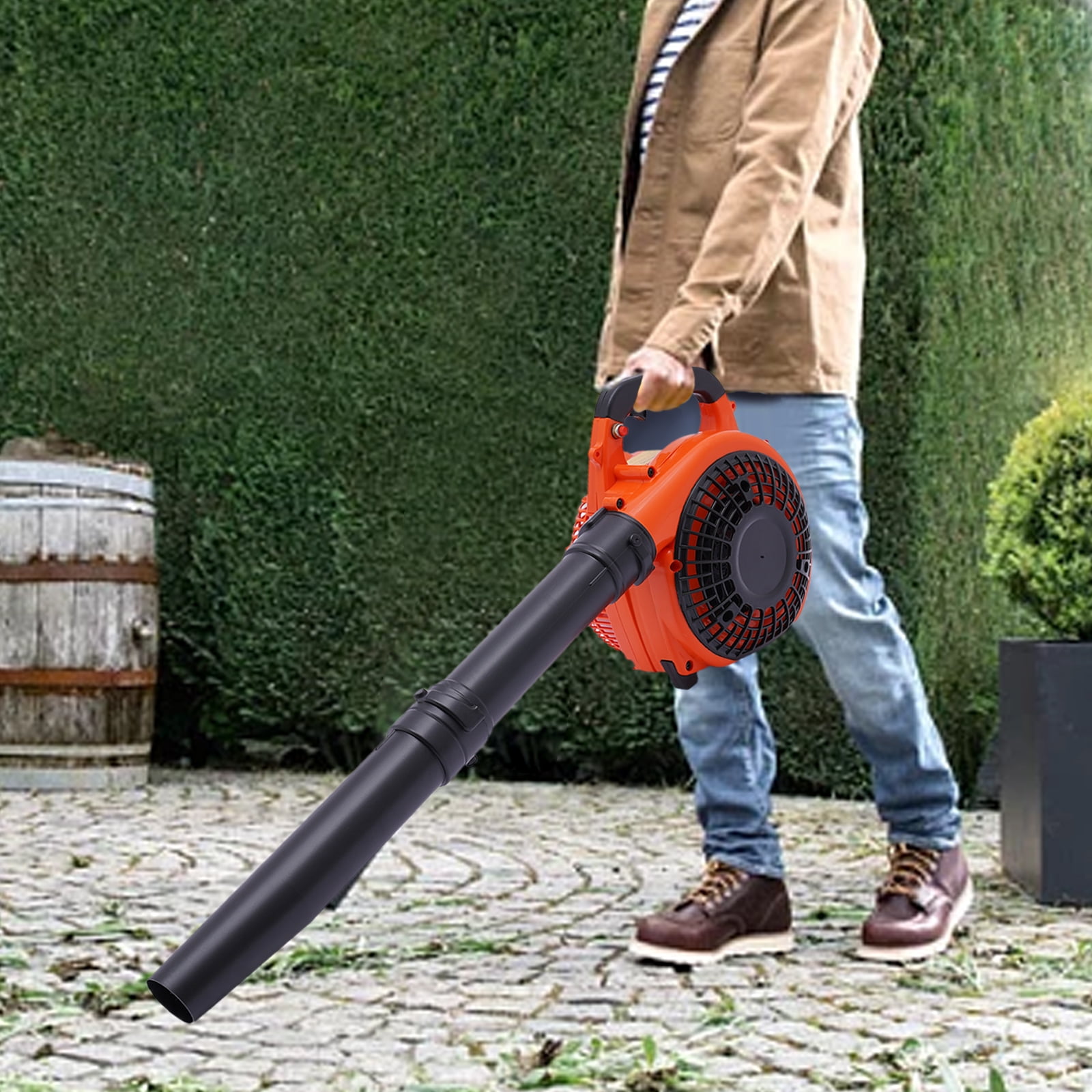 Loyalheartdy 25.4CC 2-Stroke Leaf Blowers Commercial Gas Powered Handheld Grass Lawn Blower Heavy Duty Yard Cleaning Machine with Nozzle Extension