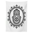 thumbnail image 3 of Ambesonne Evil Eye Tablecloth Rectangular Table Cover, Hamsa Mandala Shape Art, 60"x84", White Black, 3 of 4