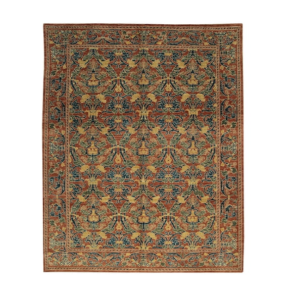 EORC Red Handwoven Wool Transitional? Spanish Style Rug, 8'5 x 9'10