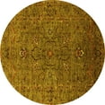 thumbnail image 1 of Ahgly Company Machine Washable Indoor Round Oriental Yellow Traditional Area Rugs, 4' Round, 1 of 4