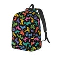 thumbnail image 1 of Disketp Colorful Geometric Dog print Canvas Backpack Lightweight Travel Daypack Student Rucksack Laptop Backpack-Small, 1 of 5