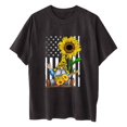 thumbnail image 3 of Lenago Blouses et Hauts d'Été Grande Taille pour Femmes Mode Imprimée Col Rond Manches Courtes T-shirt Blouse Ample Tenues du 4 Juillet pour Femmes, 3 of 3