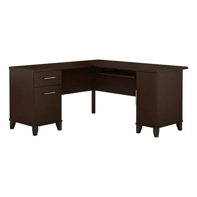 Scranton & Co 60" Transitional Wood L Shaped Desk in Mocha Cherry