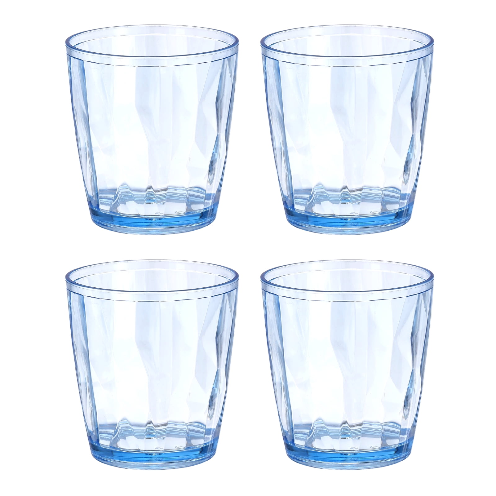 Uxcell 4Pcs Plastic Drinking Glasses 7.1oz Unbreakable Drinking Cups Reusable Stackable Water Tumblers for Home Office Outdoors Beer Cocktail Water Juice Whiskey Blue