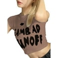 thumbnail image 5 of Coduop Women Short Sleeve Cropped T-shirt,Crew Neck Letters Print Summer Ladies Crop Tops, 5 of 9