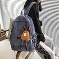 thumbnail image 3 of Sonducket para niña, bolsa de estudiante, bolso de hombro, multicolor, de gran capacidad, de pana, estilo Ins, dulce regalo, ligero Mochilas Azul (sin colgante), 3 of 6