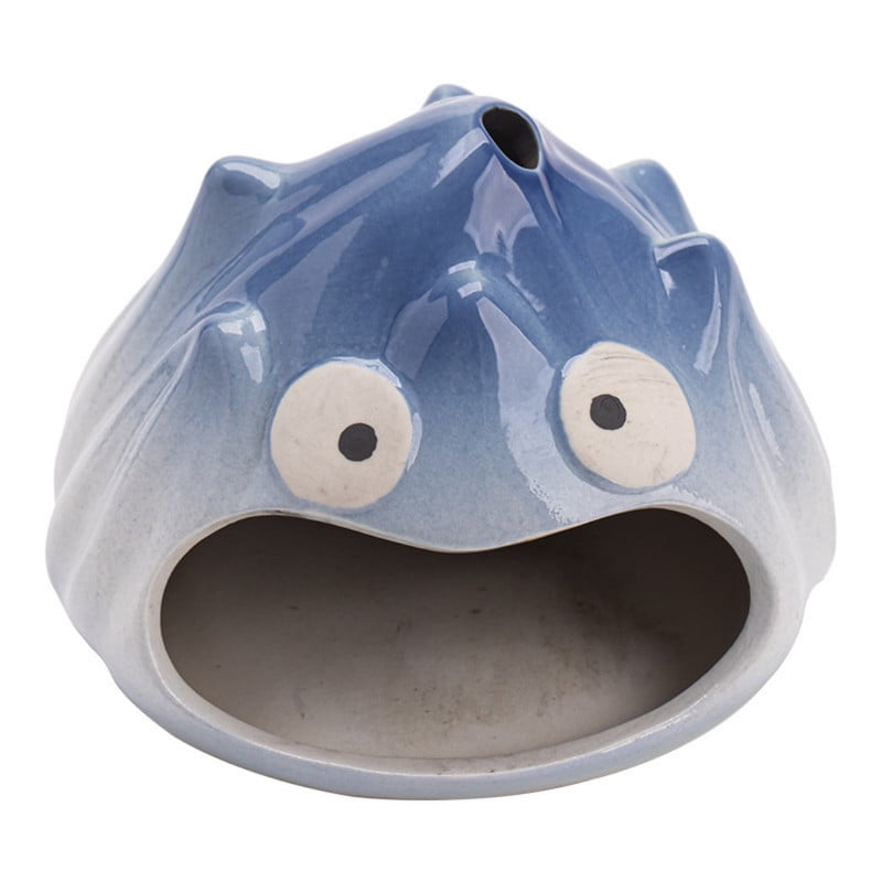 Cute Red Monster Palo Santo Holder Incense Burner - Ceramic Cartoon Holder for Holy Wood Sticks/Cones | Fun Decor for Energy Cleansing, Meditation, Bedroom & Desk (Gradient Blue-Orange Glaze)