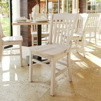 Flash Furniture School House Back Antique White Wood Restaurant Chair