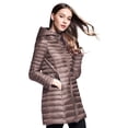 thumbnail image 3 of Elezay Women Lightweight Down Jacket Long Jacket Winter Down Coat Windproof Puffer Coats Hooded Packable Khaki XL, 3 of 6