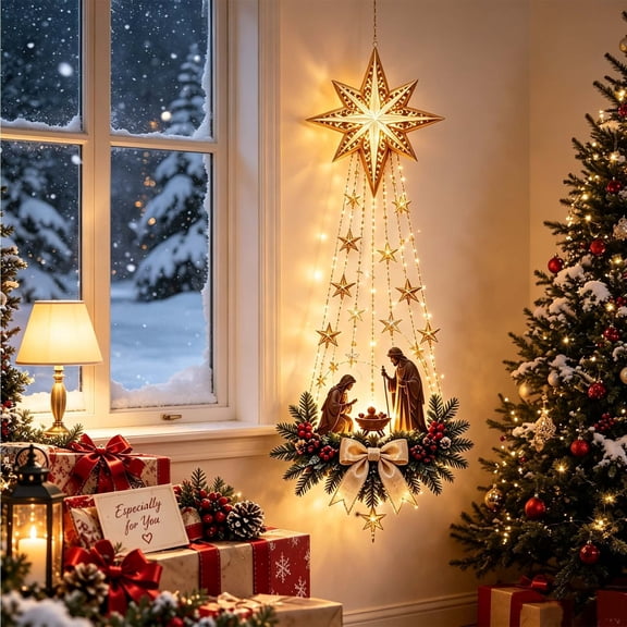 Nativity Wall Decoration Light, Glowing Wall Decor, Warm Ambiance, Easy Install, Religious Decor, Indoor Wall Hanging Lamp Gift