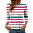 thumbnail image 3 of Jsaierl 3/4 Length Sleeve Tops for Women Casual Round Neck Shirts Trendy Graphic Ladies Blouses Workout Loose Fit Tunic Top S-3XL, 3 of 8