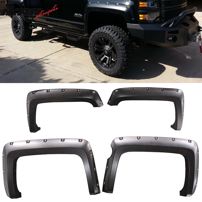 Pocket Riveted Textured Fender Flares For 07-13 CHEVY SILVERADO Short Bed 69.3/"