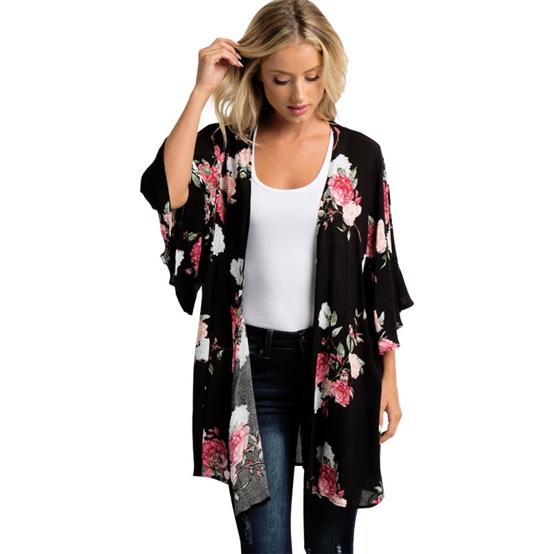 New Summer Chiffon Kimono Floral Print 