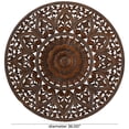 thumbnail image 3 of DecMode Brown Wooden Handmade Intricately Carved Circle Mandala Floral Wall Decor with Mandala Design, 3 of 12