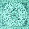 thumbnail image 1 of Ahgly Company Machine Washable Indoor Square Medallion Turquoise Blue Traditional Area Rugs, 6' Square, 1 of 4