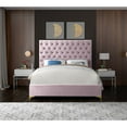 thumbnail image 4 of Meridian Furniture Cruz Solid Wood Tufted Velvet Full Bed in Pink, 4 of 9