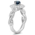 thumbnail image 2 of 1.15 Carat (ctw) 18K White Gold Round Cut Blue & White Diamond Ladies Swirl Bridal Halo Engagement Ring, 2 of 4