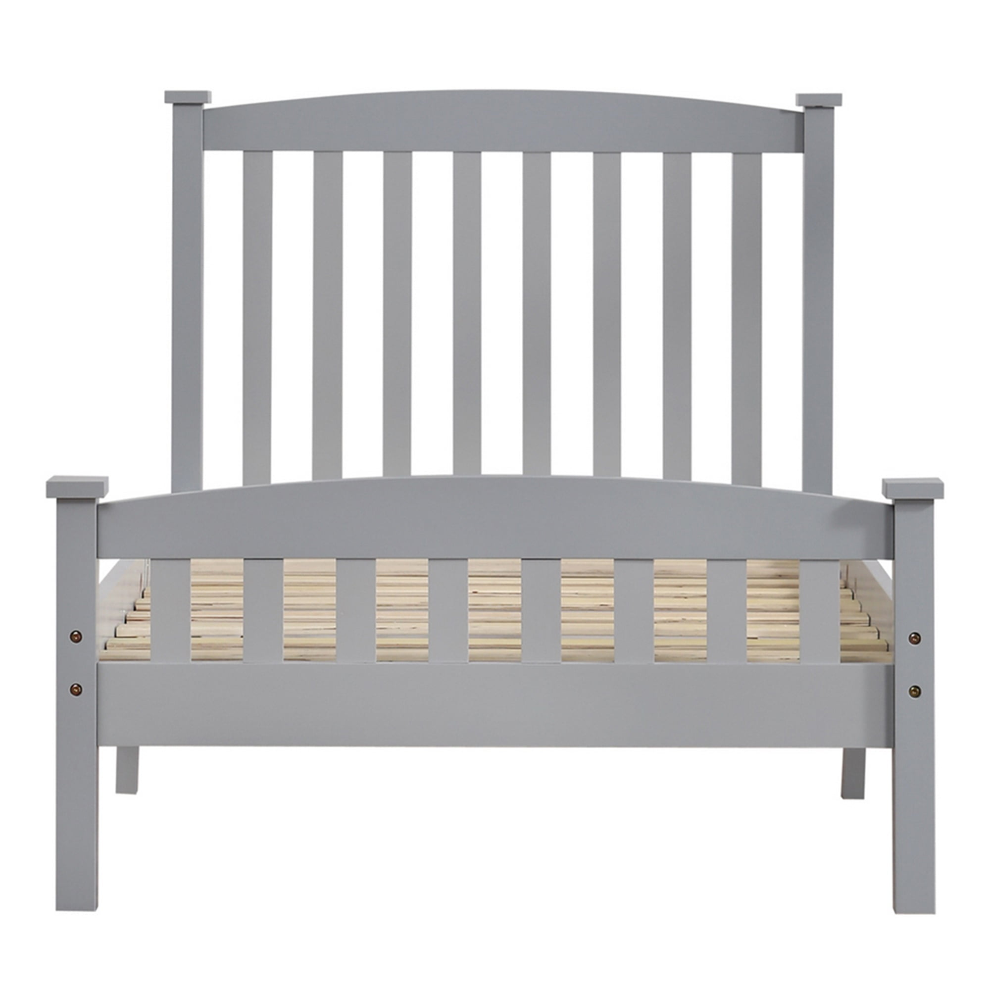 Kadyn Full-Size Bed Frame, Platform Bed Frame with Gray Vertical Slatted Headboard, Solid Wood Bed Frame with Footboard Kadyn Full-Size Bed Frame, Platform Bed Frame with Gray Vertical Slatted Headboard, Solid Wood Bed Frame with Footboard