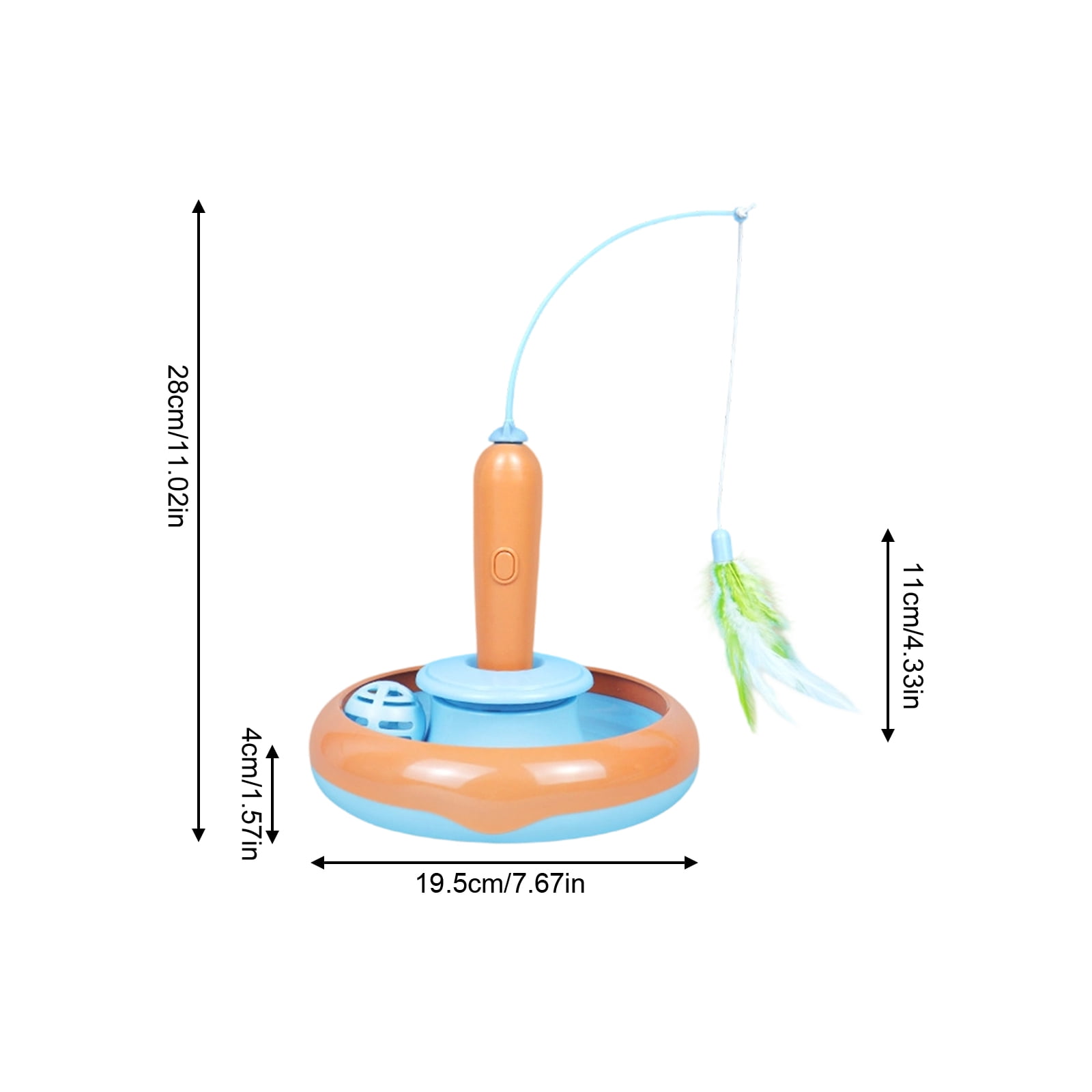 Electric Rotating Cat Turntable Toy with Feather Teaser Wand, Automatic Fishing Rod and Spinning Ball for Self-Play, Interactive Pet Playboard