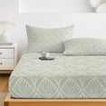 thumbnail image 6 of Full Size Fitted Sheet Set - Teal Floral 3 Piece Bedding Sets 16" Deep Pocket Fitted Sheet with 2 Pillowcases Vintage Modern Geometric Abstract Art Brushed Microfiber Hotel Luxury Bed Sheets, 6 of 9