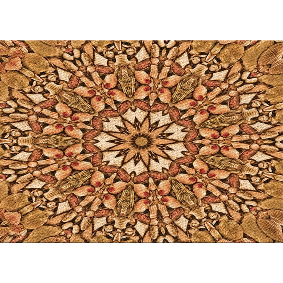 Ahgly Company Machine Washable Indoor Rectangle Transitional Orange Area Rugs, 5' x 7'
