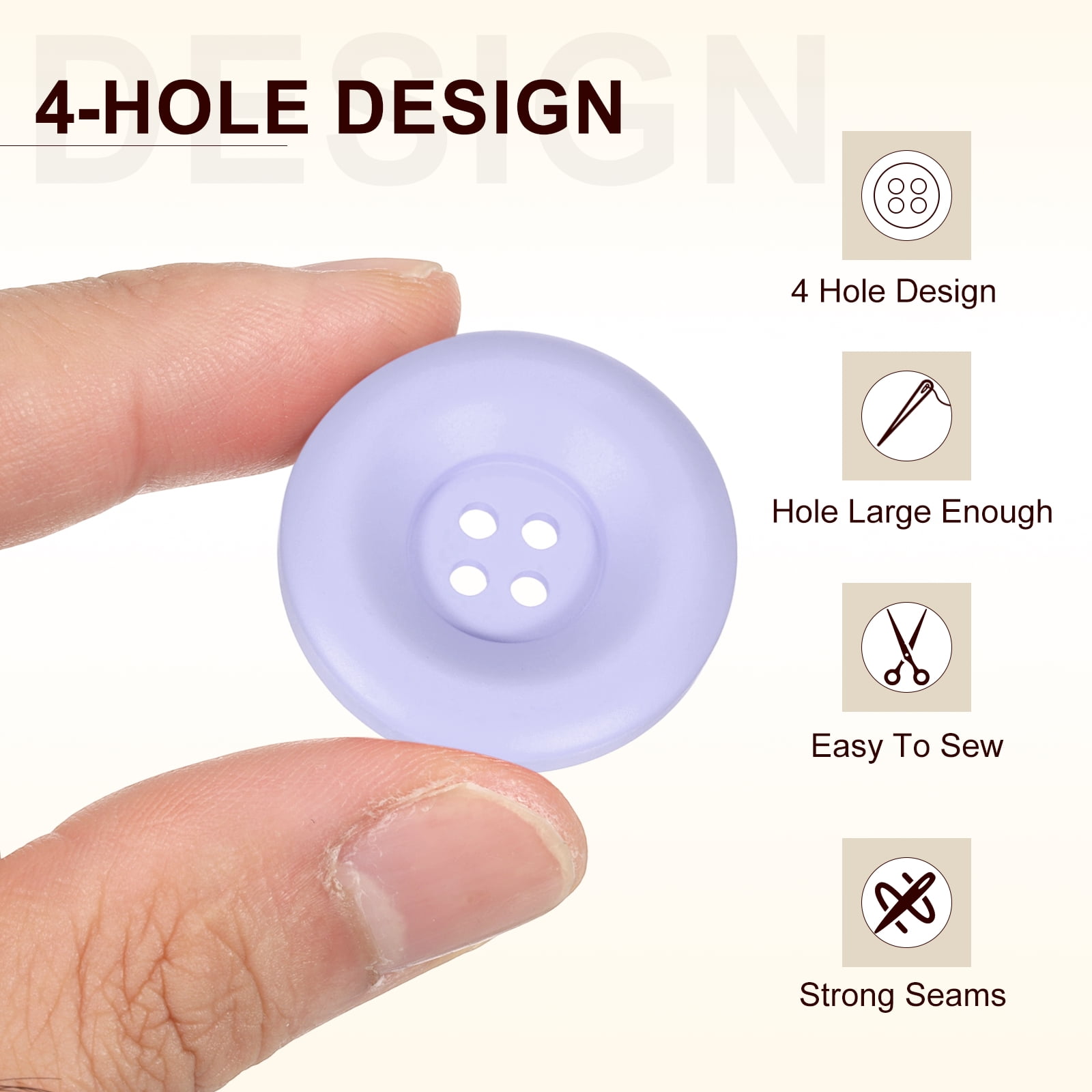 Uxcell 50pcs Sewing Button 30mm 4 Holes Resin Round Crafting Buttons, Purple
