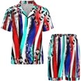 thumbnail image 2 of PRIYAL Men's Short Sleeve Pajama Sets Button Down Collar Sleepwear Soft Lounge Pjs Set Lightweight Men's Outfits, 2 of 12