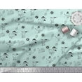 thumbnail image 2 of Soimoi Green Cotton Voile Fabric Heart & Birds Cartoon Decor Fabric Printed Yard 56 Inch Wide, 2 of 3