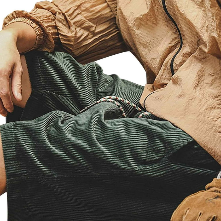 Linfrsh Men's and Big Men's Corduroy Cargo Shorts,up to size 3XL
