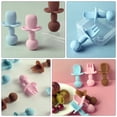 thumbnail image 3 of Baby Training Tableware with Silicone Material Safe for Kids Blue 2pcs Set Easy to Clean, 3 of 9