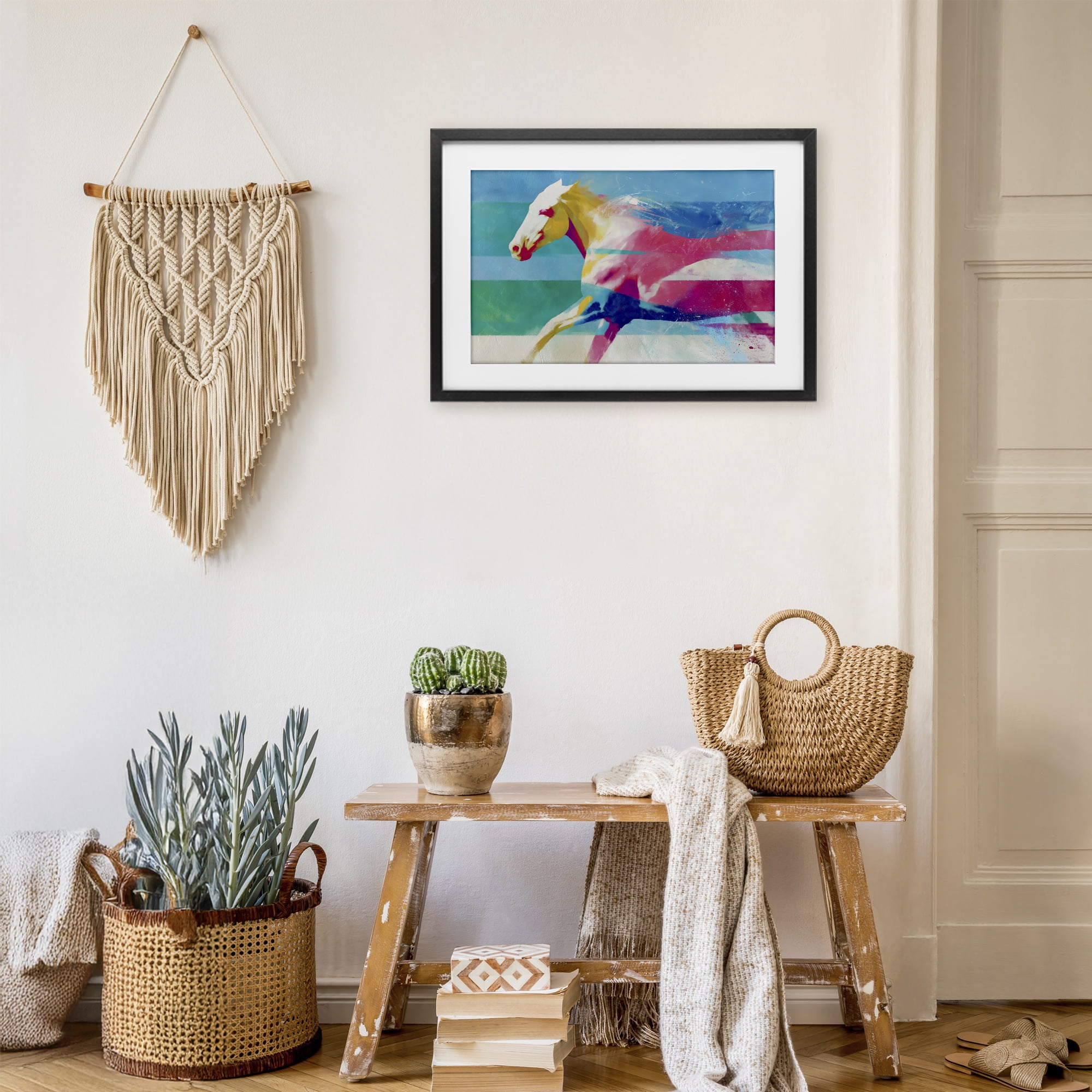 Stupell Industries Abstract Horse In Stripes Black Framed Print Under Glass, design by Chromatic Storm Studio
