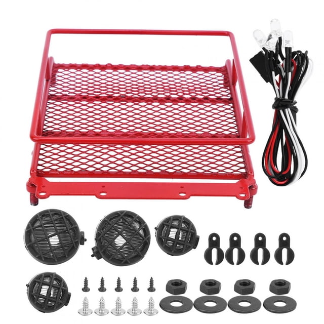 Khall RC Metal Roof Rack,Metal Roof Rack Luggage Carrier with LED Light Fit for MN 1/12 RC Crawler MN90 / MN90K,RC Roof Rack with LED
