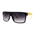 thumbnail image 1 of Womens Flat Top Rectangular Mobster Sunglasses Black Yellow Smoke, 1 of 4