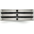 thumbnail image 4 of Chisel Titanium Polished Black Enamel Grooved 8.2mm Flat Band - Ring Size 12.5, 4 of 8