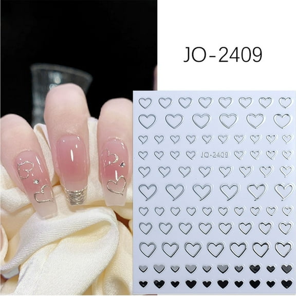 Tuscom 10Pcs Reusable Nail Stickers & Nail Decals - 24 Designs Easy Apply DIY Nail Art, Waterproof Instant Manicure Kit for Women