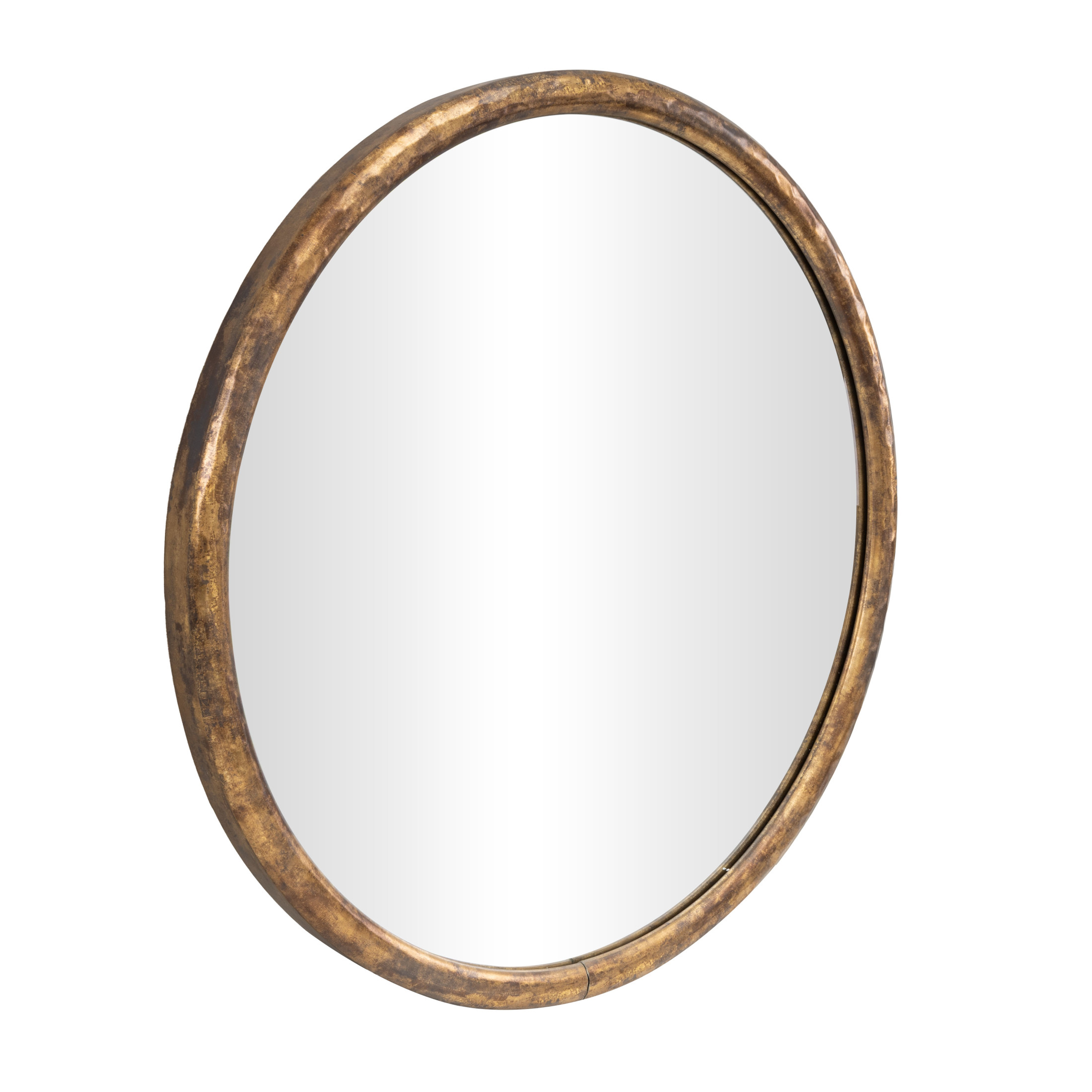 DecMode 28" x 28" Gold Wall Mirror with Weathered Frame