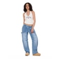 thumbnail image 6 of Forever 21 Women's Blue Barrel-Leg Cargo Jeans, Wide Barrel Silhouette for Everyday Casual Wear, Size 12, 6 of 6