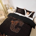 thumbnail image 2 of Erosebridal Brown Leopard Print Queen Duvet Cover Set for Girls Women, Monogrammed C Bedding, Black Reversible 3pcs, 1 Duvet Cover and 2 Pillowcases (No Comforter), 2 of 6